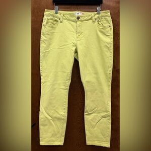 CAbi curvy skinny jeans citron low-rise cropped ankle fit cotton/stretch size 16